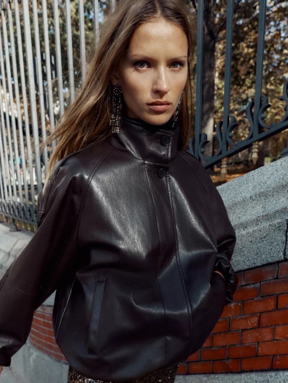 NWT Zara High Collar Jacket - Faux Leather